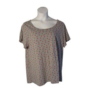 LuLaRoe 3X 3XL Gray Red Polka Dot Perfect Tee Knit Shirt Top